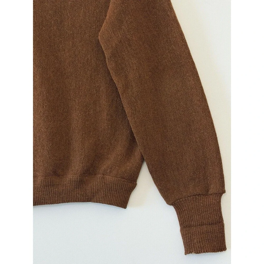 Pebble Beach Polo Sweater Mens Large Brown Alpaca Wool Blend Long Sleeve Vintage